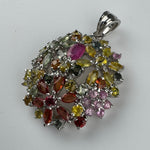 Multicolor Sapphire & Ruby Pendant in 925 Sterling Silver image 1
