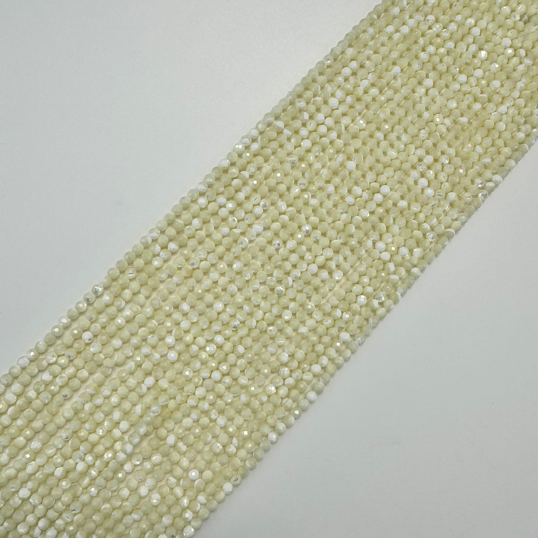 White Mother of Pearls Faceted Round Beads image 0