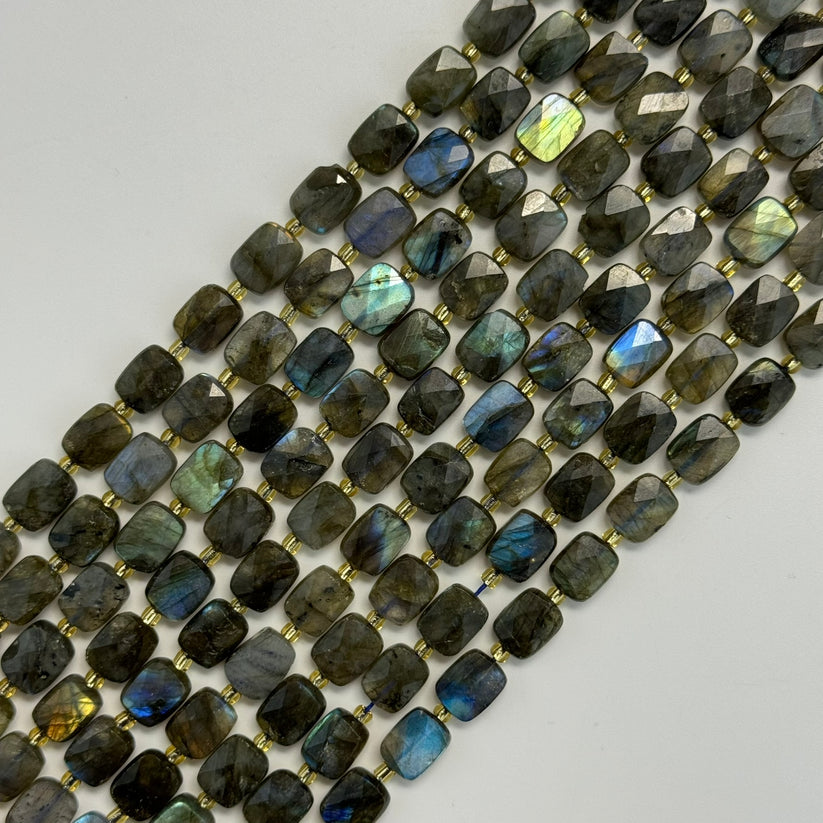 Labradorite stone showing iridescent blue and green labradorescence