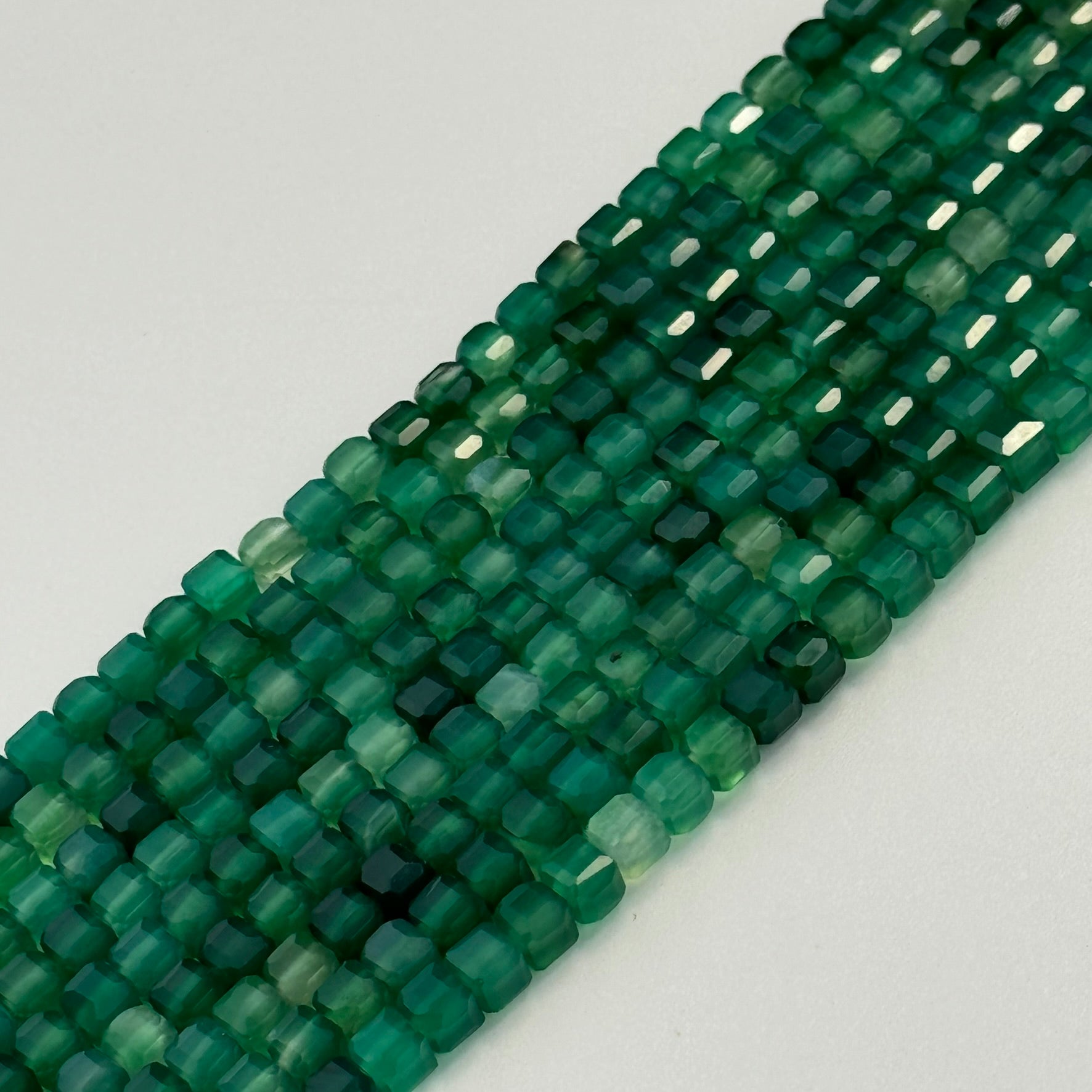 Green Dyed Chalcedony Square Beads image 5
