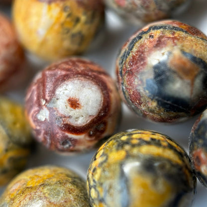 Red Leopard Skin Jasper Polished   Round Beads image 1