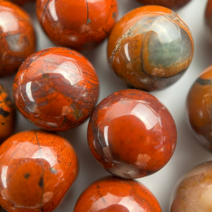 Red Flower Jasper Polished  Round Beads image 1