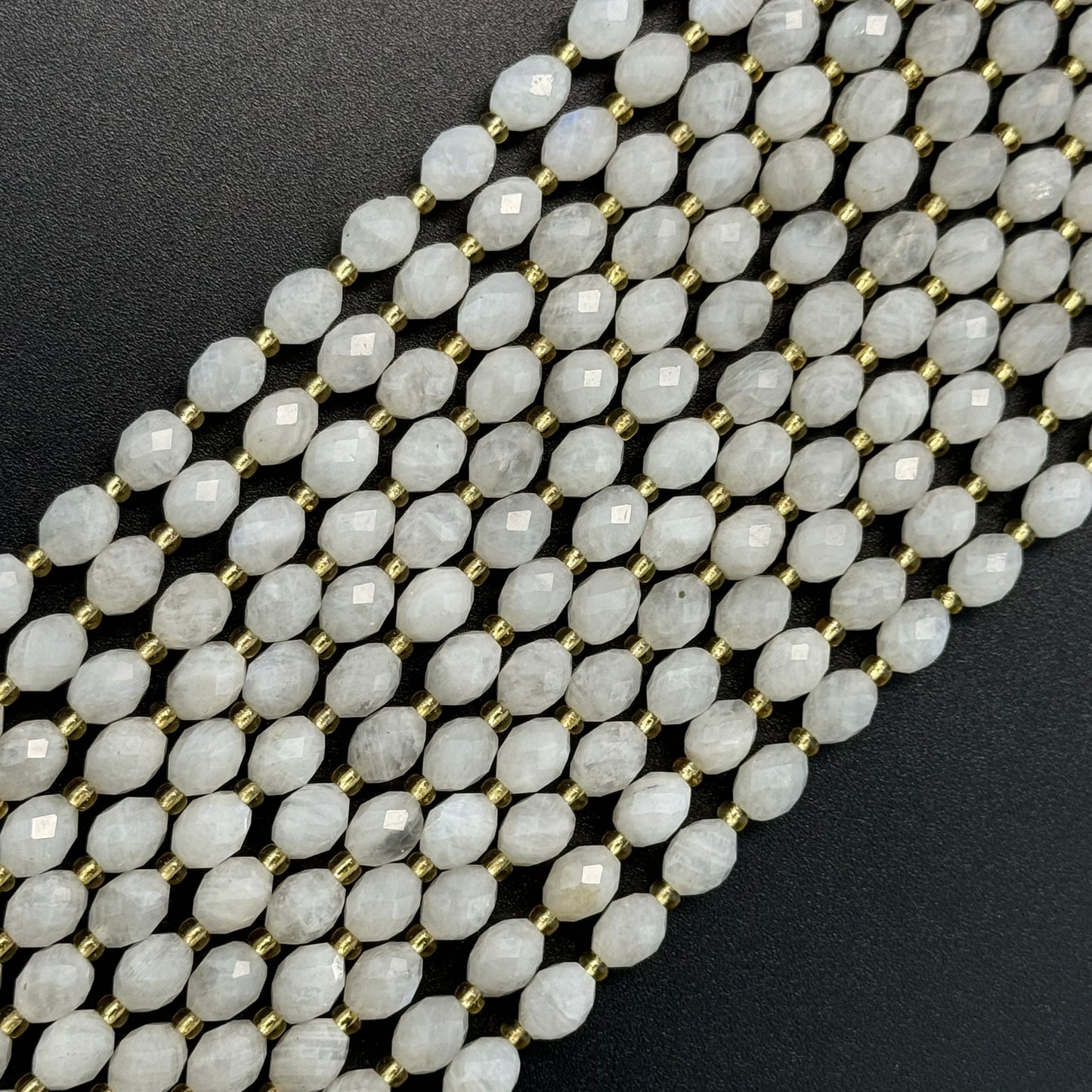 Rainbow Moonstone Faceted Barrel 8 Beads image 0