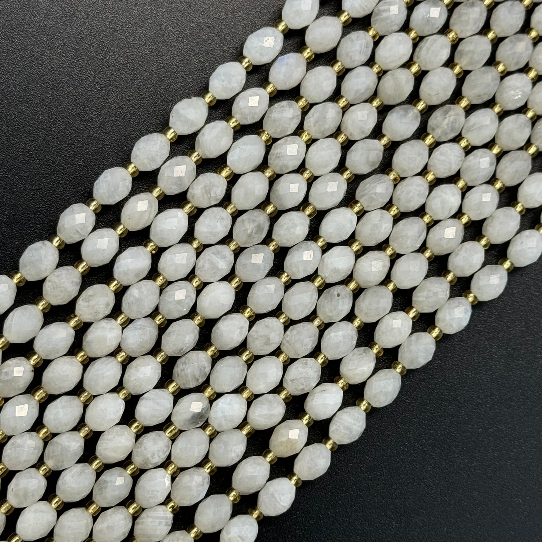 Rainbow Moonstone Faceted Barrel 8 Beads image 0