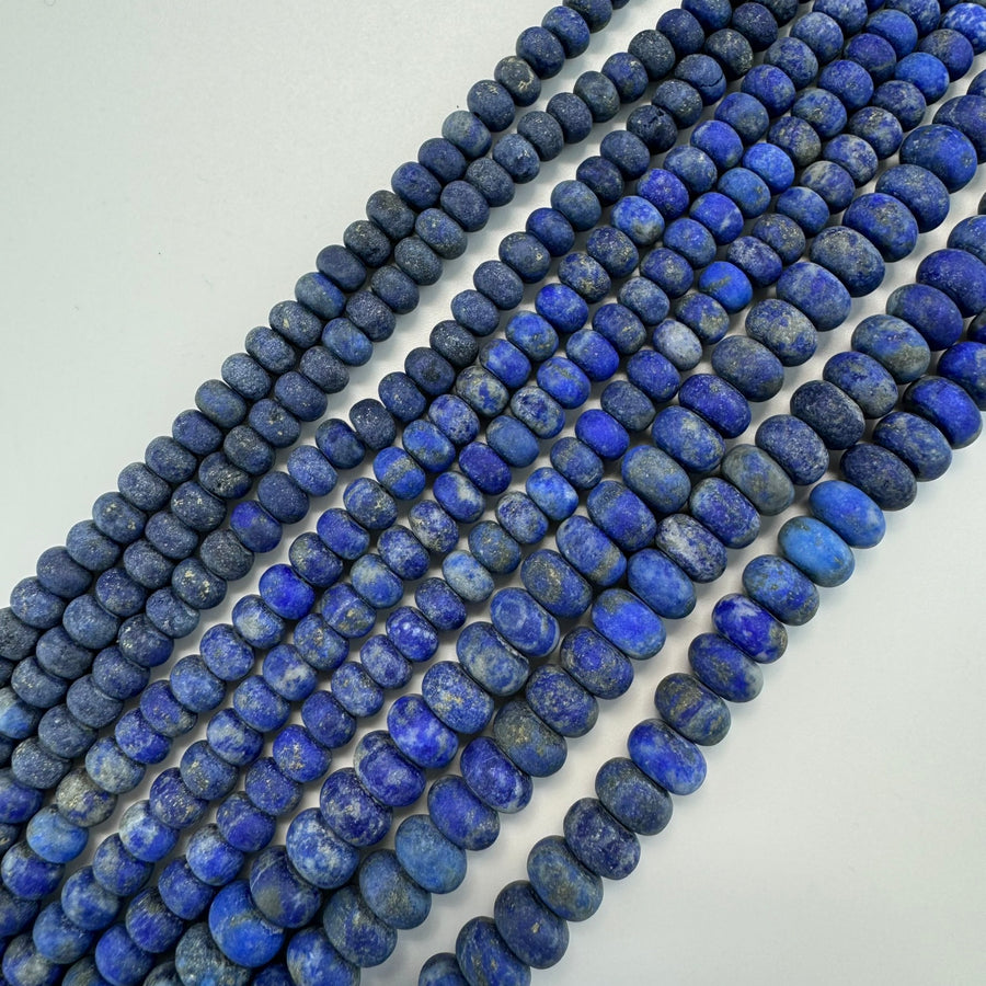Lapis Lazuli Frosted Rondelle Beads image 0