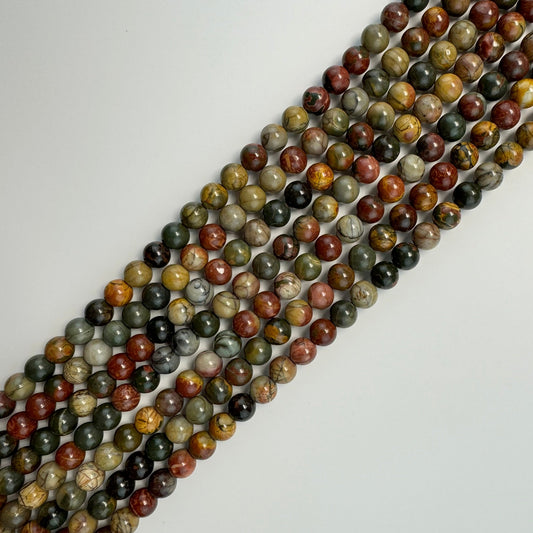 Jasper Red Polychrome Polished Round Beads (AA Quality)