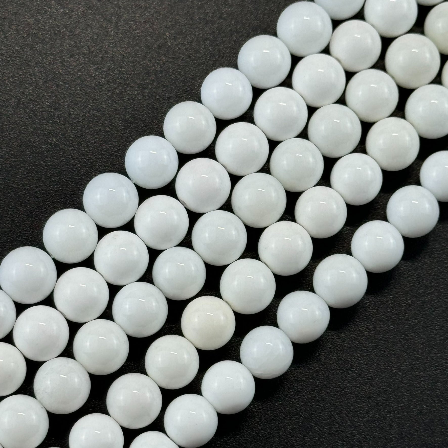 White Agate Polished Round Beads image 0