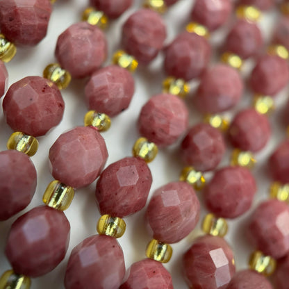 Rhodonite AA Faceted Barrel 8 Beads image 5