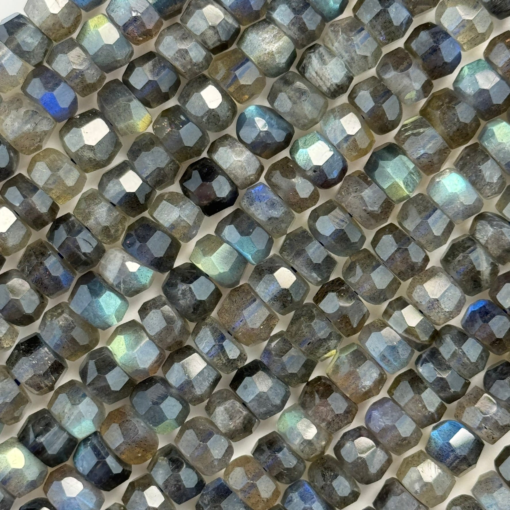 Labradorite Single Cut Faceted Rondelle Beads (High Quality) image 11