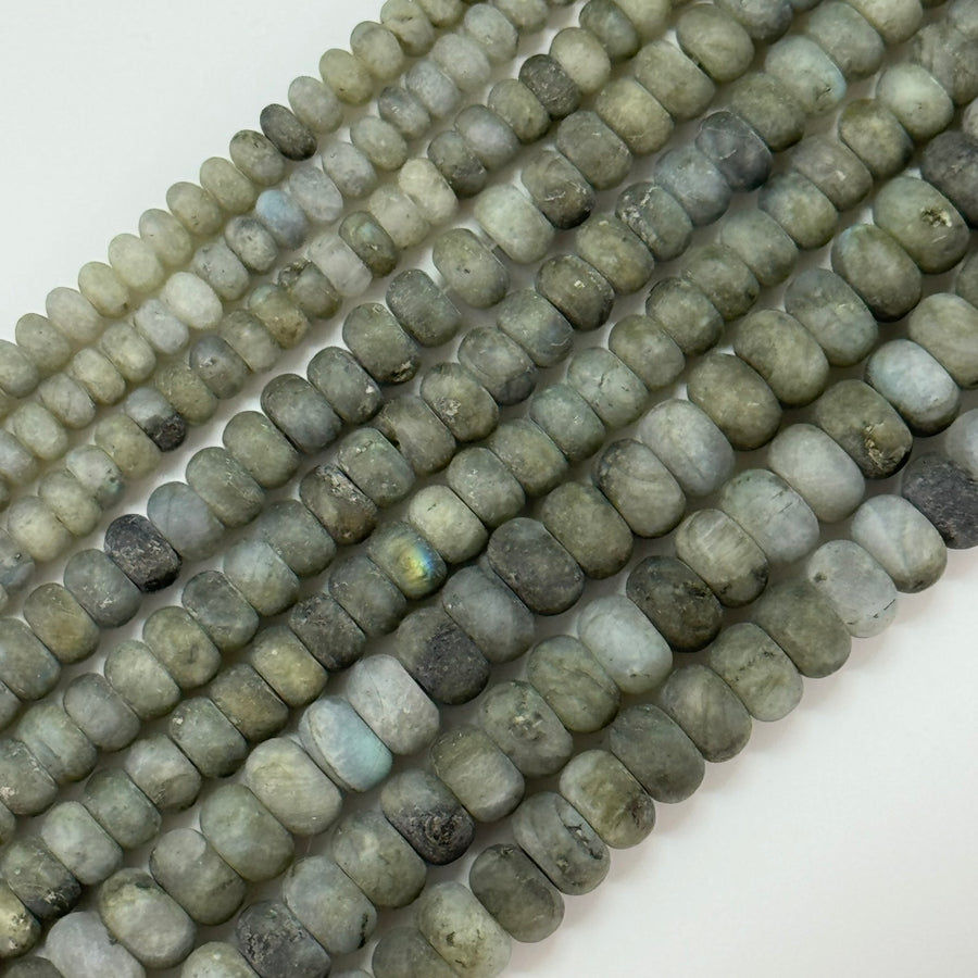 Labradorite Frosted Rondelle Beads image 0