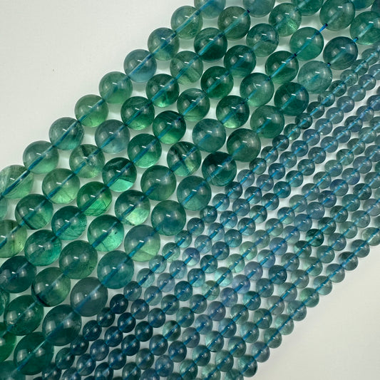 Blue Fluorite Beads - Polished Round - (AAA Quality)