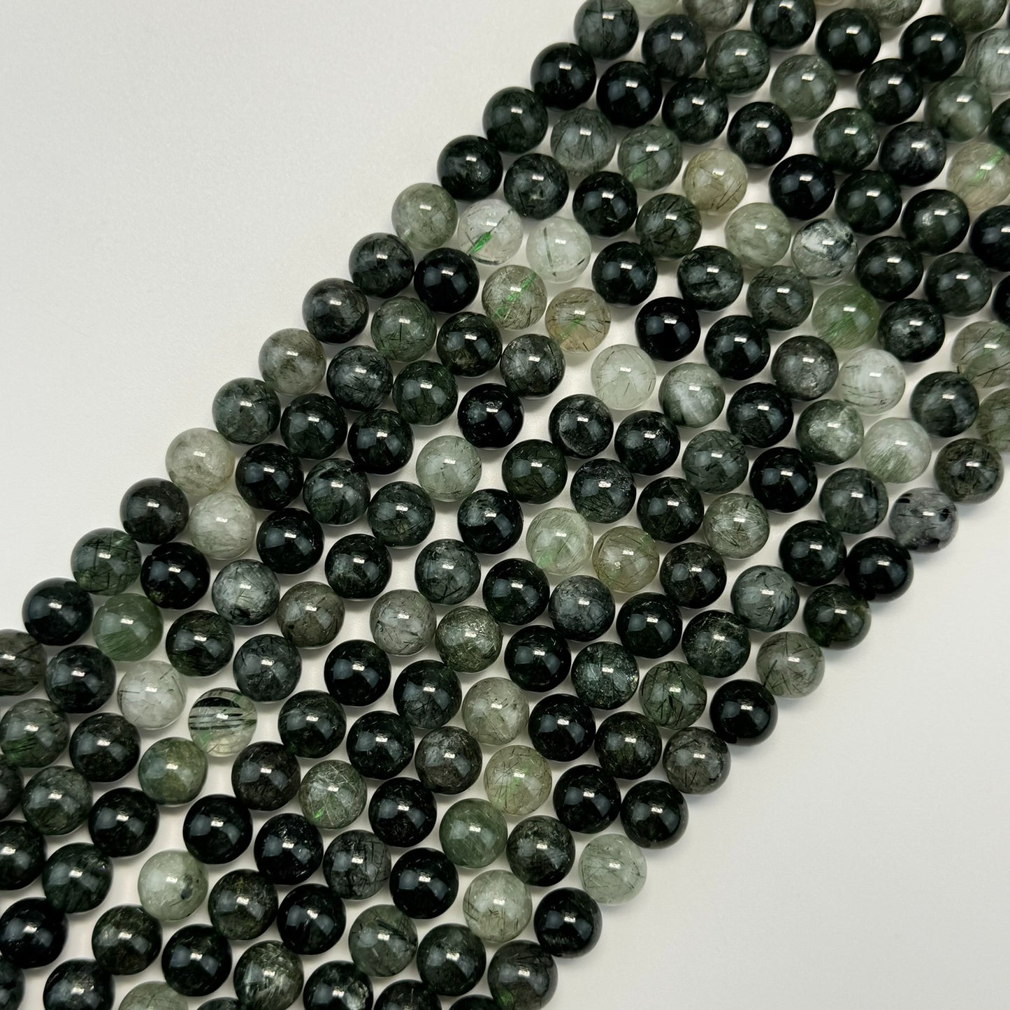 Green Rutilated Quartz Polish Round Beads image 0