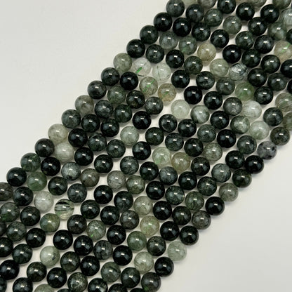 Green Rutilated Quartz Polish Round Beads image 0