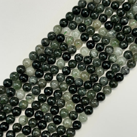 Green Rutilated Quartz Polish Round Beads image 0