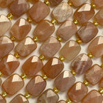 Sunstone Moonstone Rectangular Faceted Cushion Cut Beads10xÂ8 mm Beads image 2