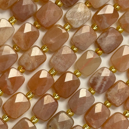 Sunstone Moonstone Rectangular Faceted Cushion Cut Beads10xÂ8 mm Beads image 2