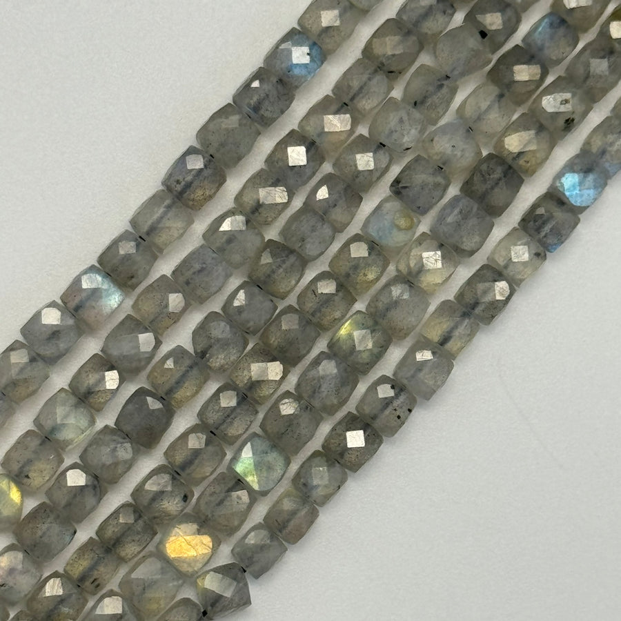 Labradorite Square AA Faceted Polished Beads (4-5 mm) image 0