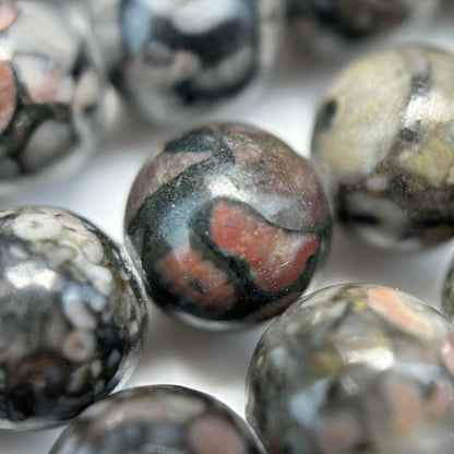 Pink Fossil Agate Polished Round Beads  (8 mm) image 5