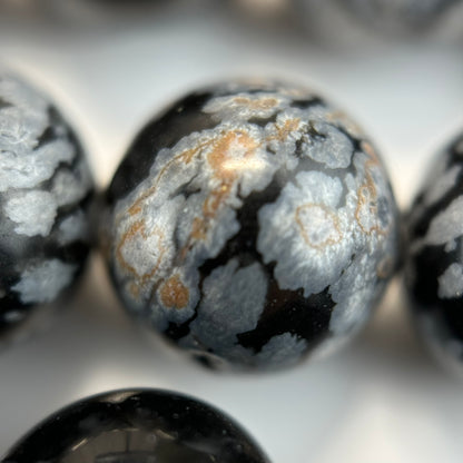 Snowflake Obsidian Polished Round Beads image 4