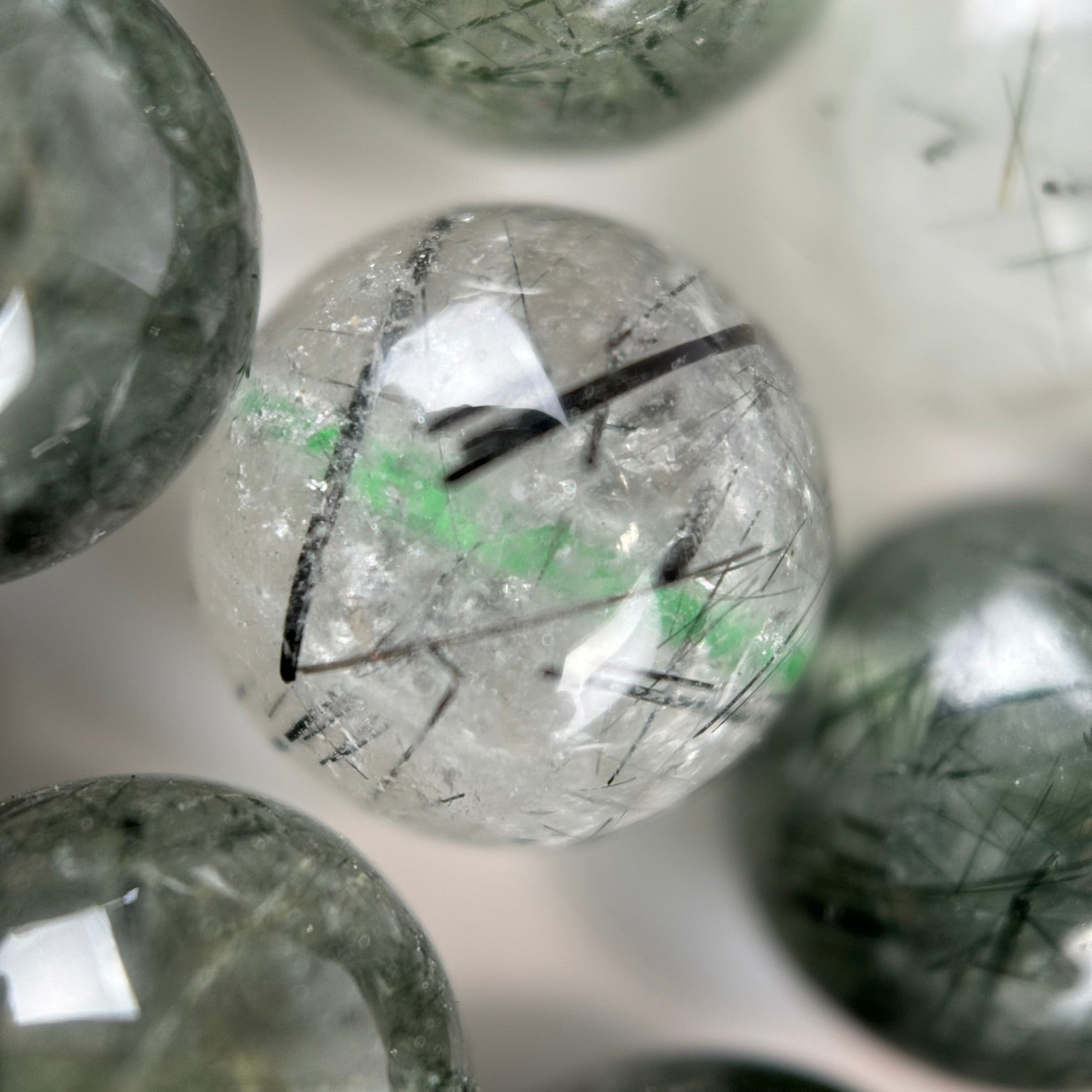 Green Rutilated Quartz Polish Round Beads image 4