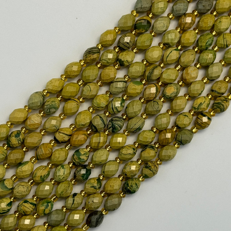 Chrome Chalcedony Faceted Barrel 8 Beads image 0