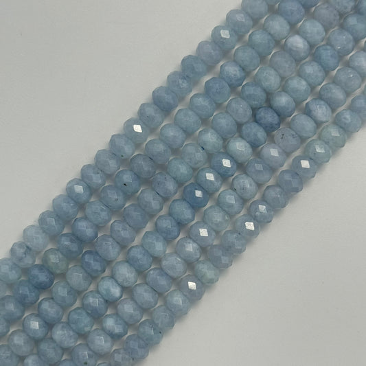 Aquamarine Faceted Rondelle Gemstone Beads