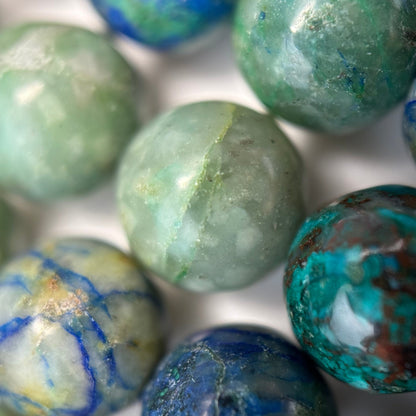 Bluish Azurite and Chrysocolla Polished Round Beads image 4