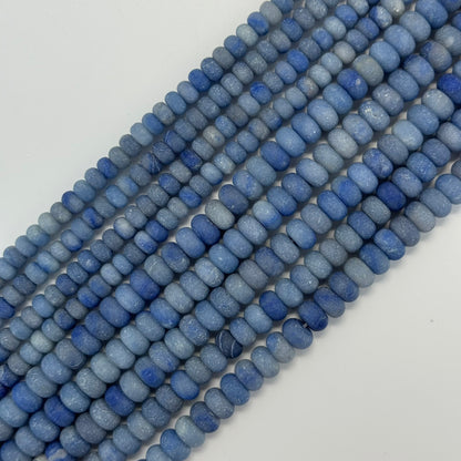 Blue Aventurine Quartz Frosted Rondelle Beads image 0