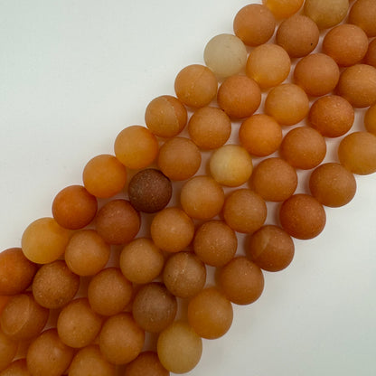 Orange Aventurine Quartz Frosted Round Beads image 0