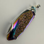 Titanium-Coated Druzy Pendant with Three Blue Zircons image 2