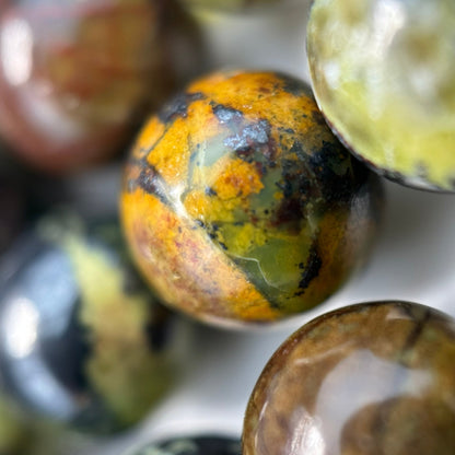Green Dendritic Opal Polished Round Beads image 8