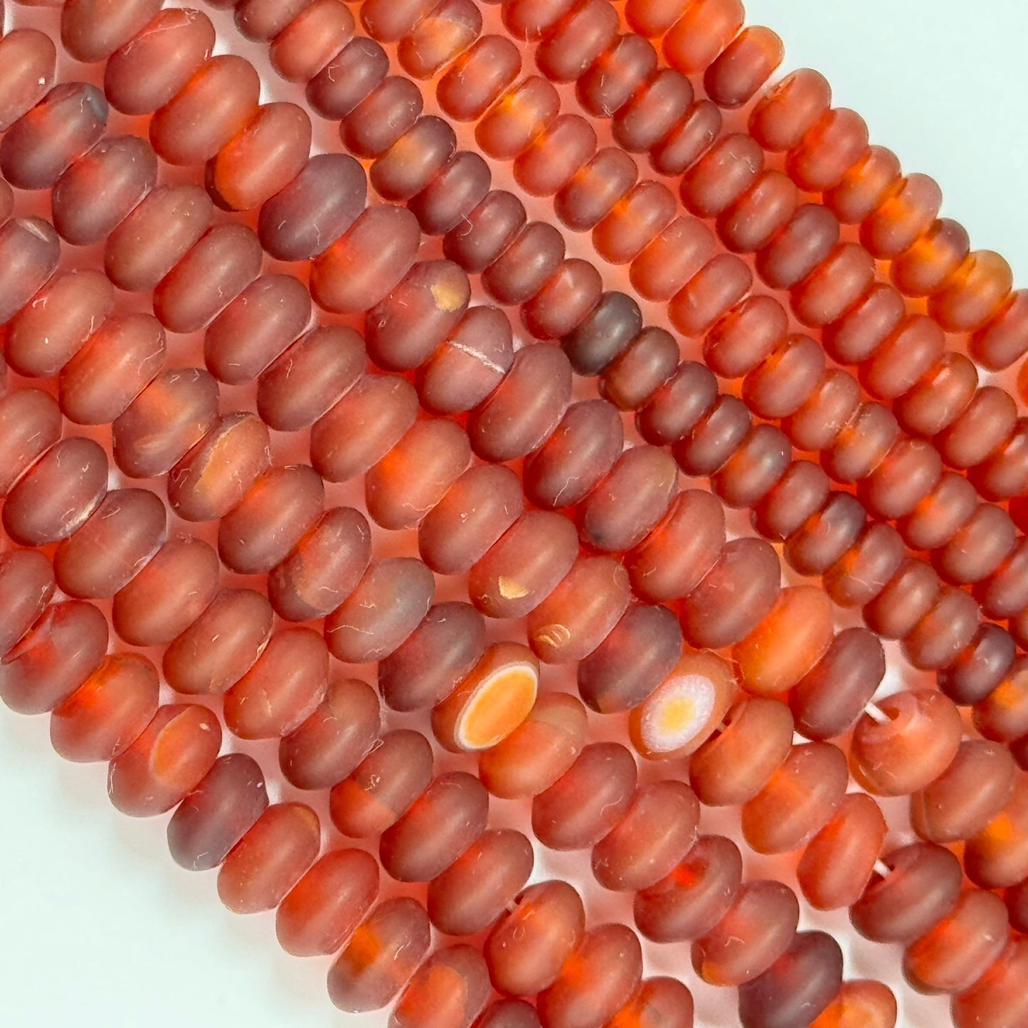 Carnelian Frosted Rondelle Beads image 4