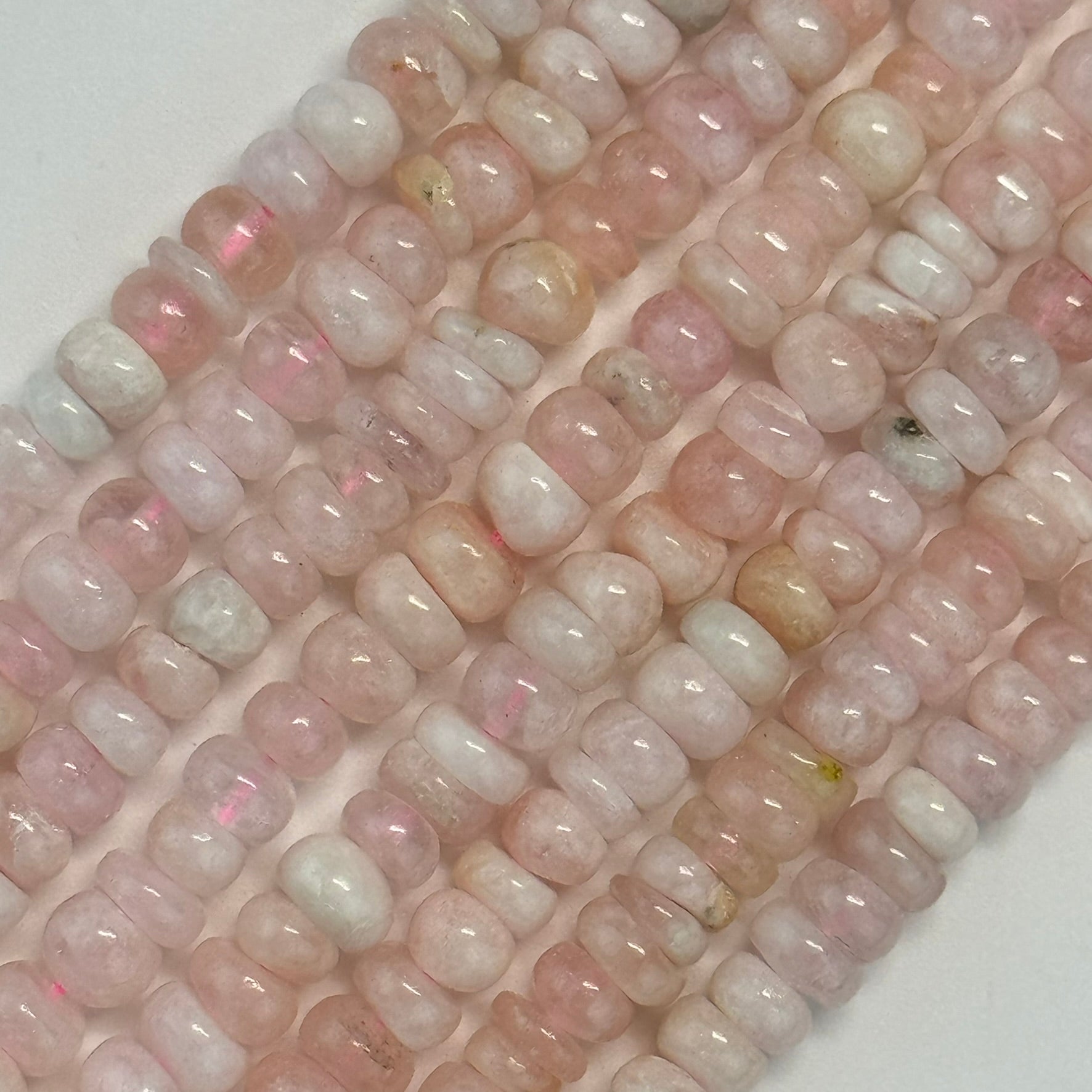 Morganite Beads - Rondelle Polished Beads