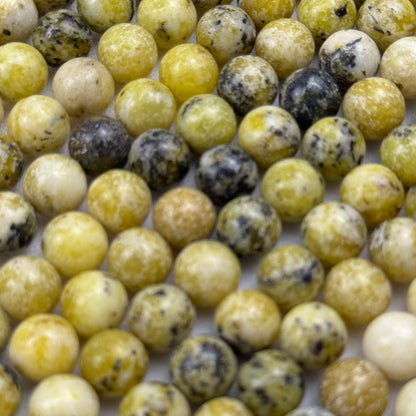 Dendritic Yellow Serpentine Polished Round Beads image 4