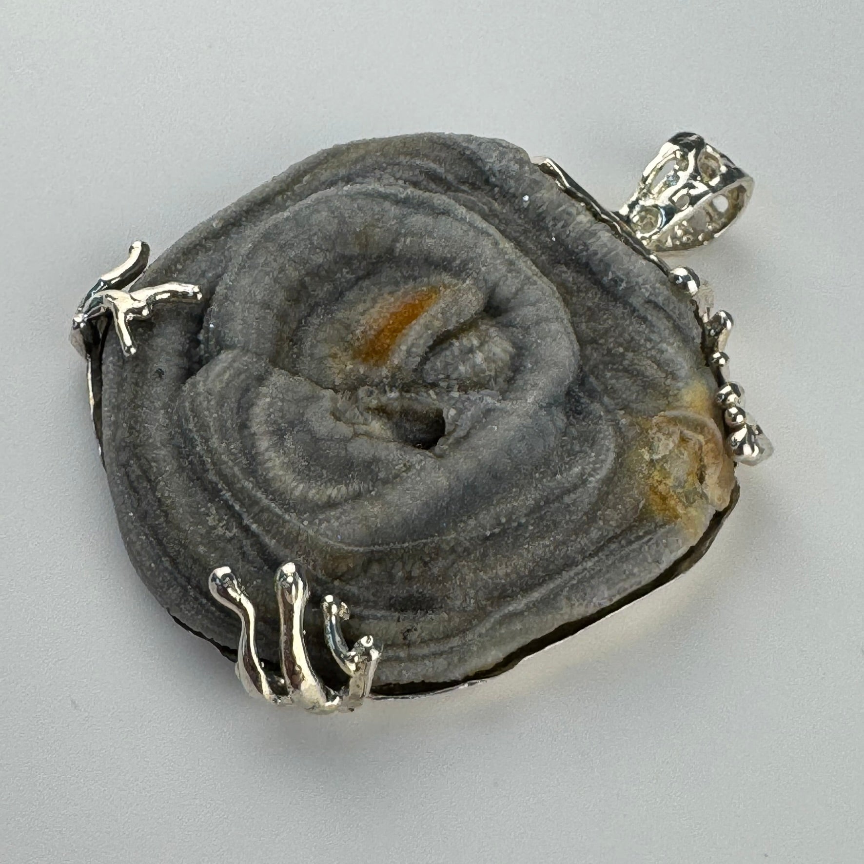 Druzy Chalcedony Quartz Coral Reef Design Pendant 925 Sterling Silver image 2