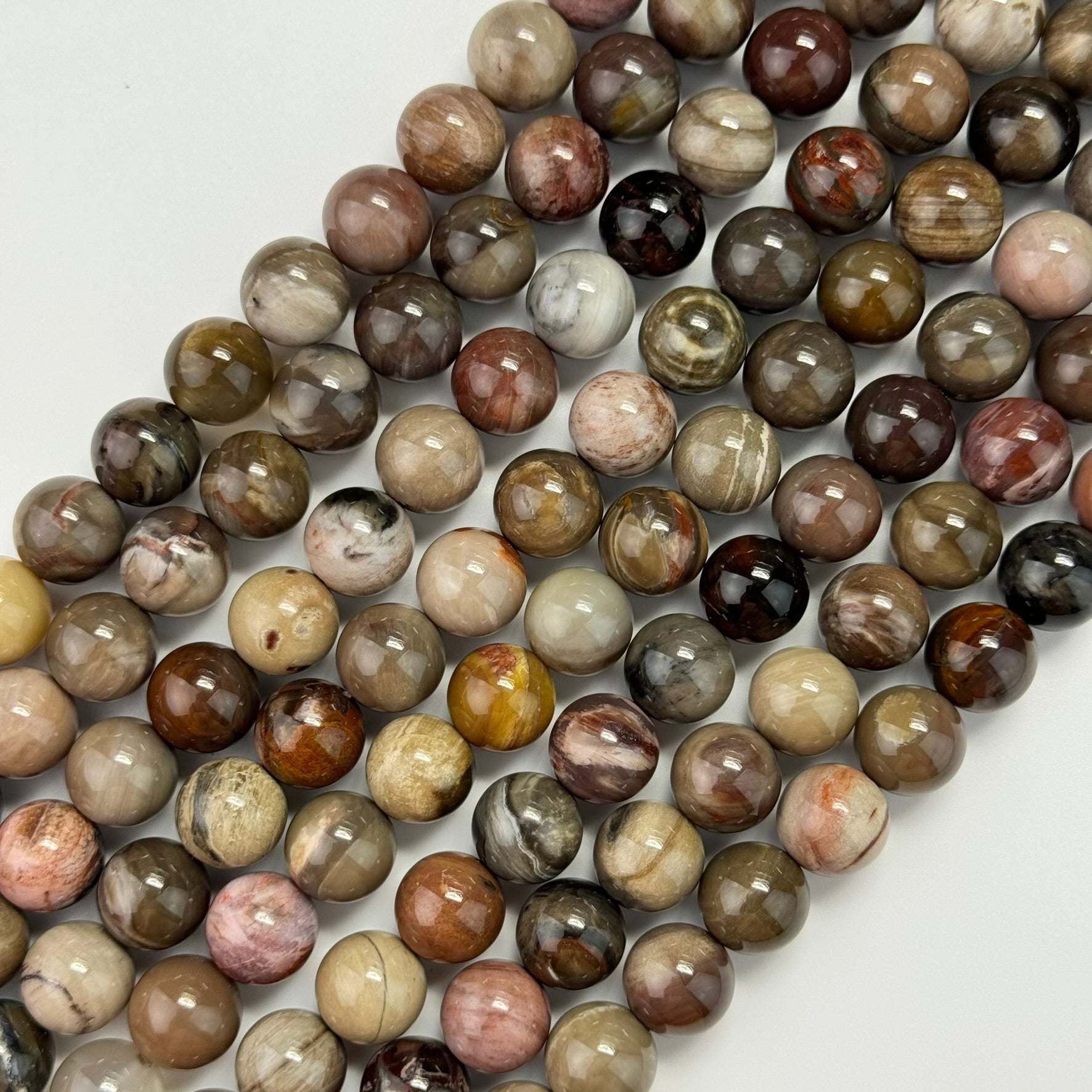 Brown Petrified Wood Polished Round Beads image 0