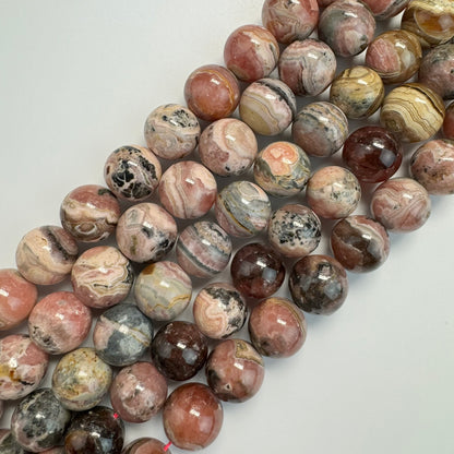 Dendritic Rhodochrosite Polished Round Beads image 0