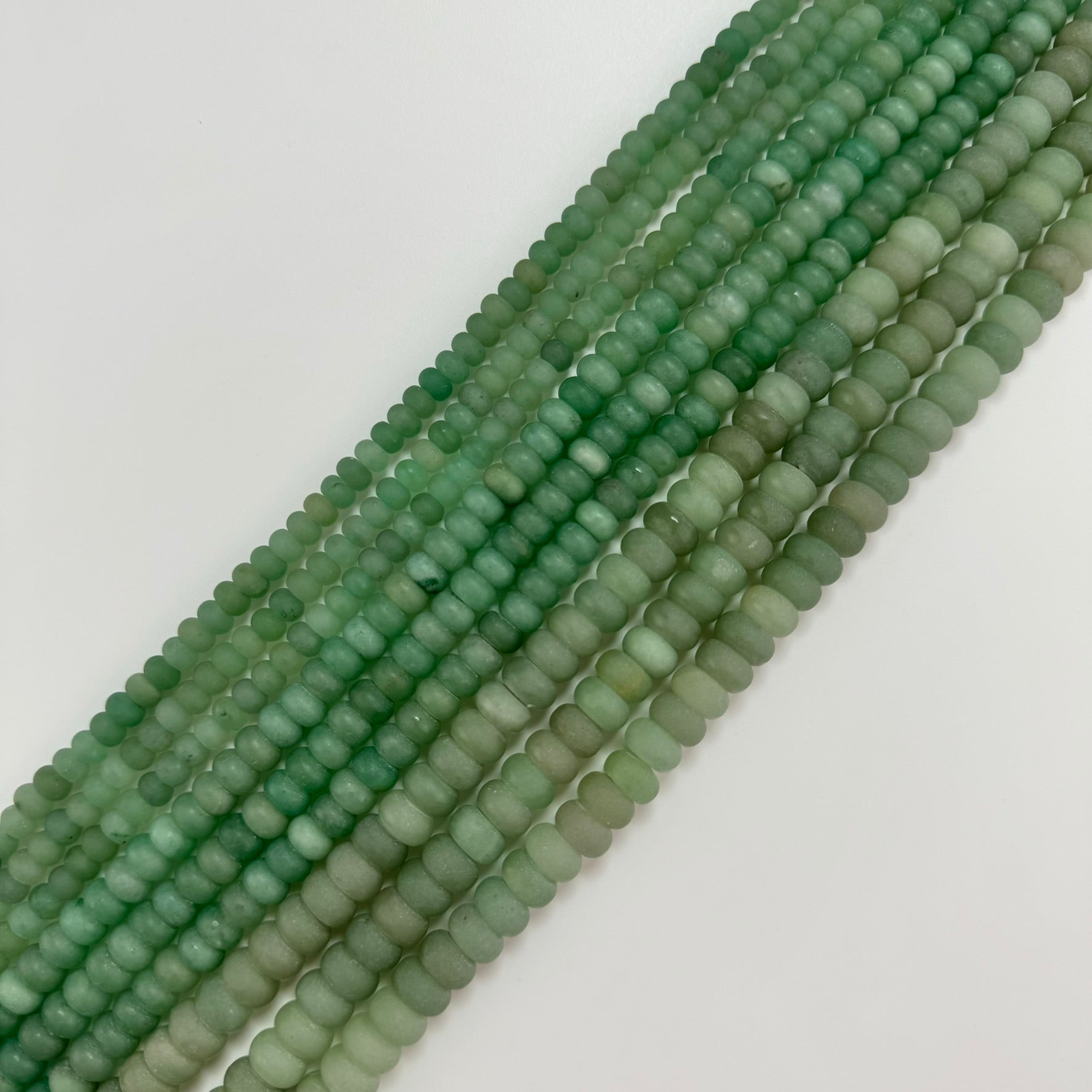 Green Aventurine Frosted Rondelle Beads image 2