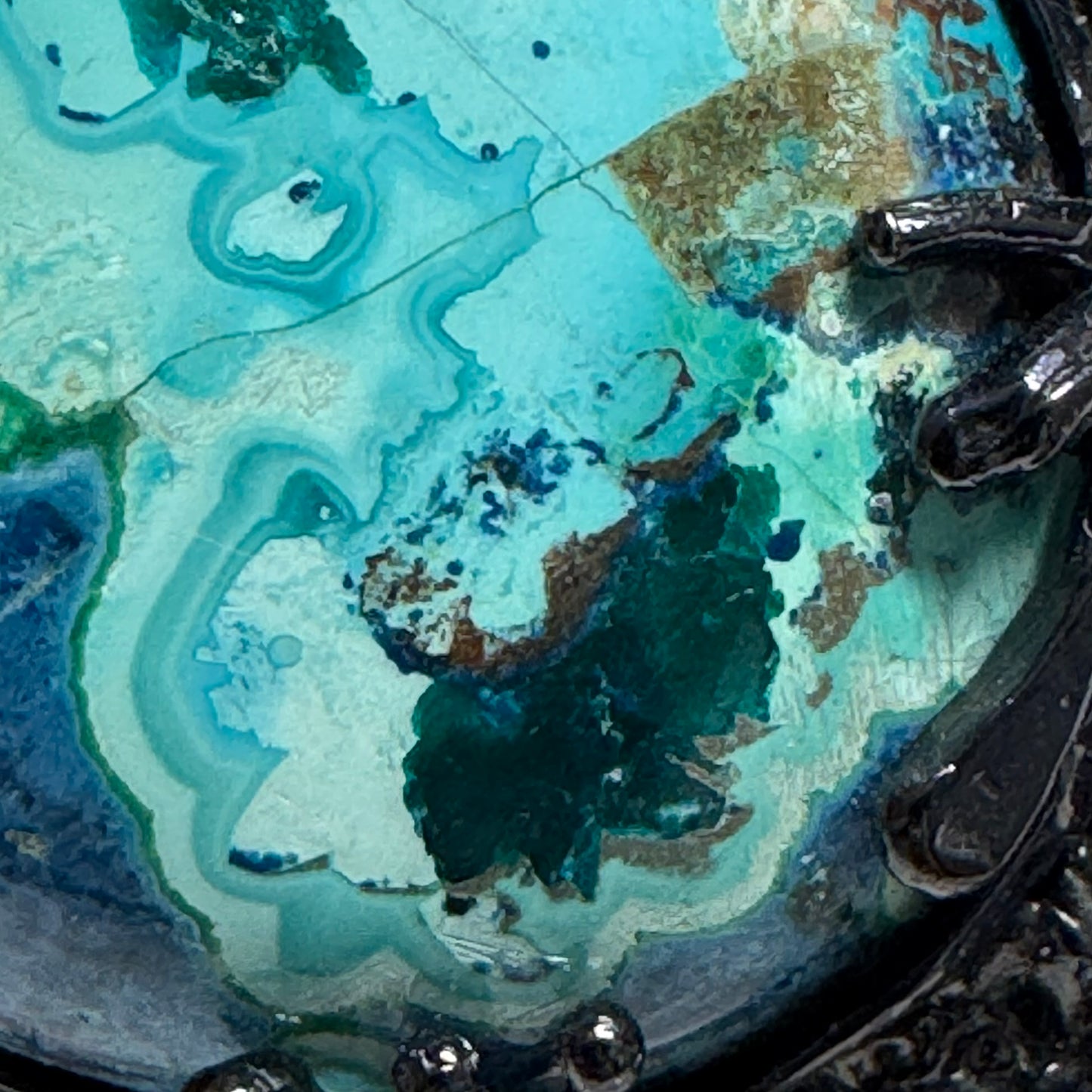 Shattuckite Pendant with Diopside Emeralds in Black Rhodium Plating image 9