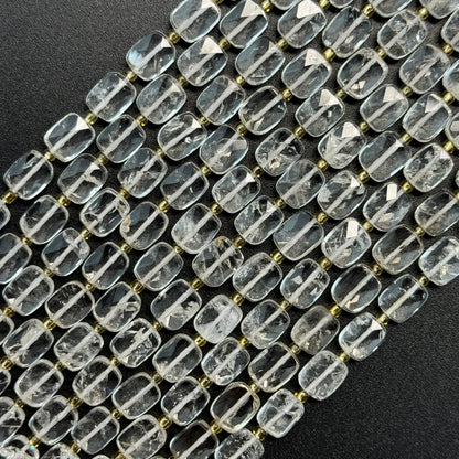 Clear Quartz Rectangular Faceted Cushion Cut 10xÂ8 mm Beads image 0
