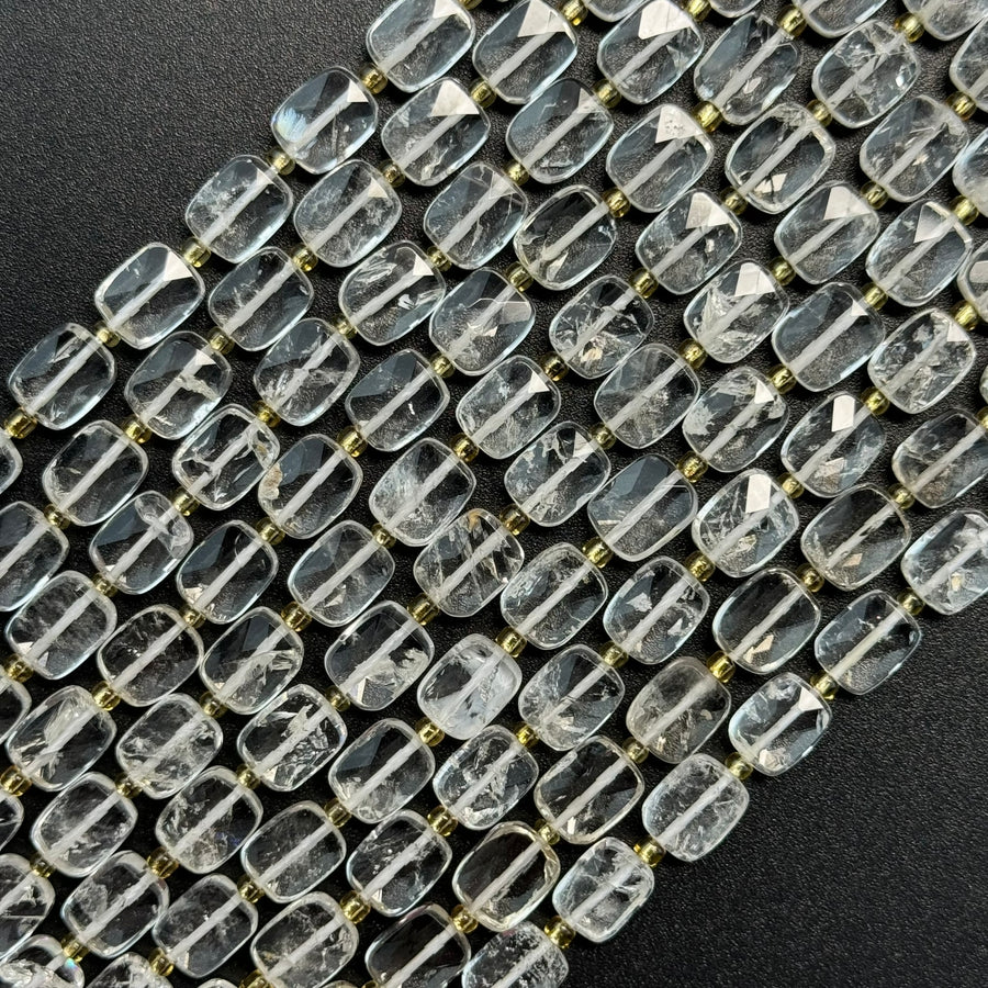 Clear Quartz Rectangular Faceted Cushion Cut 10xÂ8 mm Beads image 0