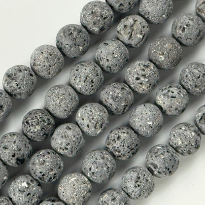 Black Lava Stones Unwaxed Round Beads image 0