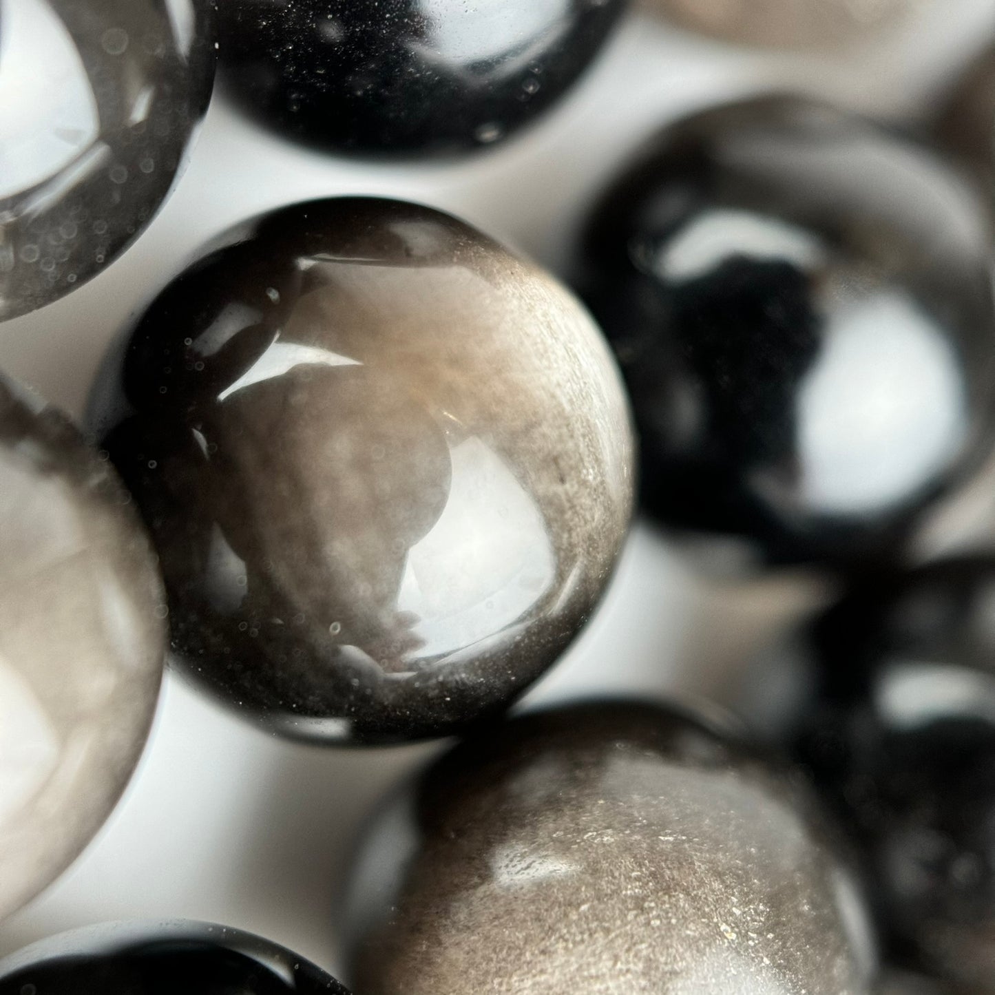 Silver Sheen Obsidian Polished Round Beads image 4