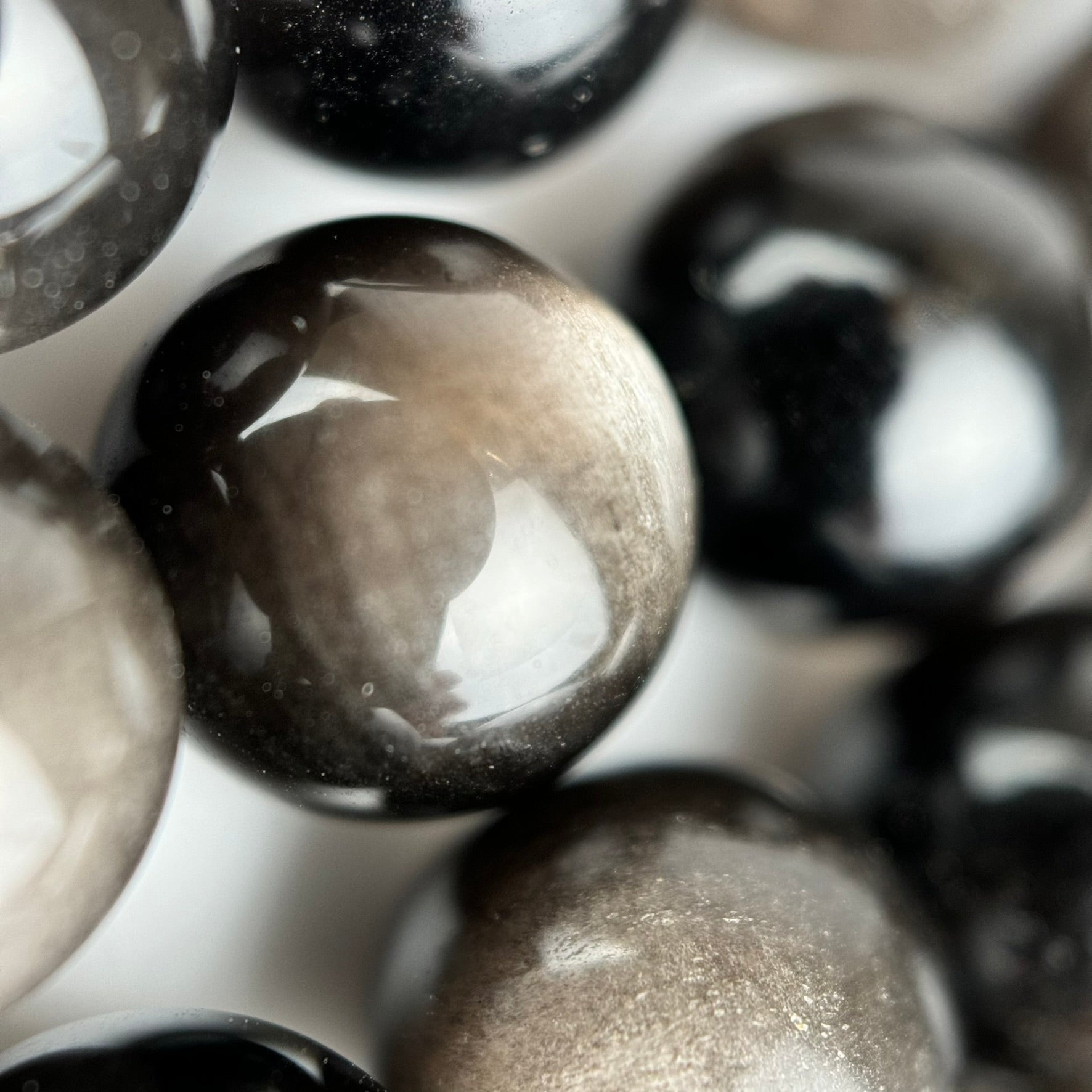 Silver Sheen Obsidian Polished Round Beads image 4