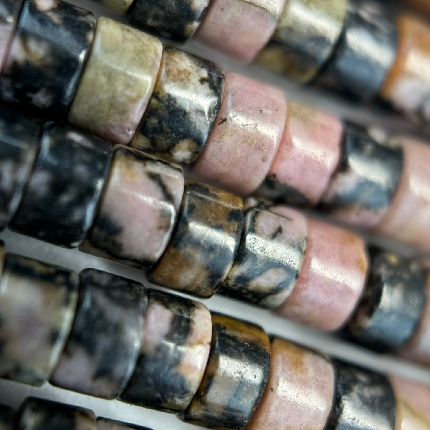 Rhodonite Dendritic Heishi Beads image 5