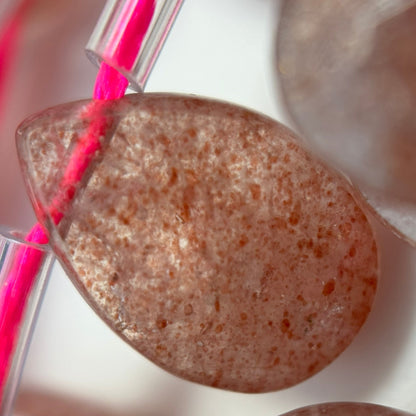 Strawberry Quartz Faceted Pear Shaped Beads image 1