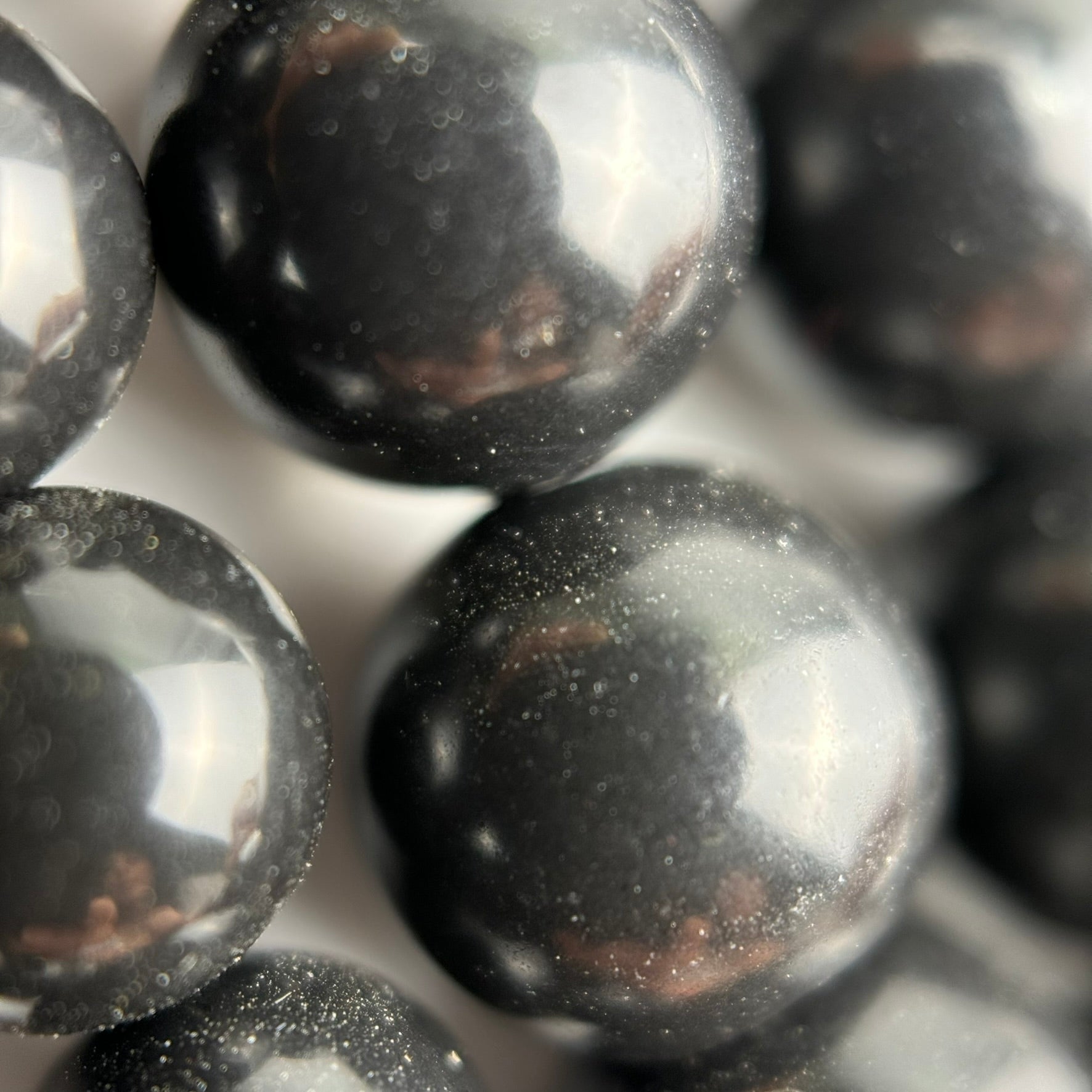 Black Mica Polished Round Beads image 1