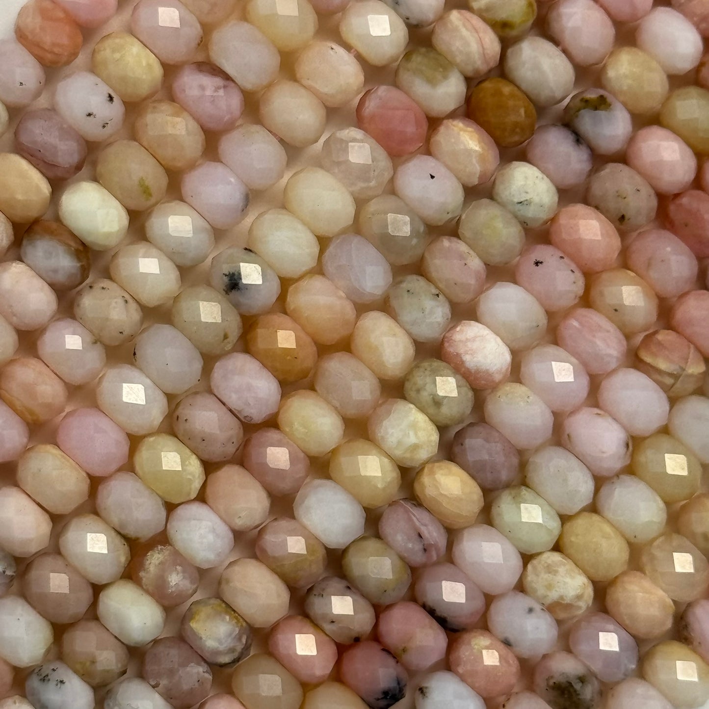 Pink Opal Faceted Rondelle Beads (A Quality) image 1