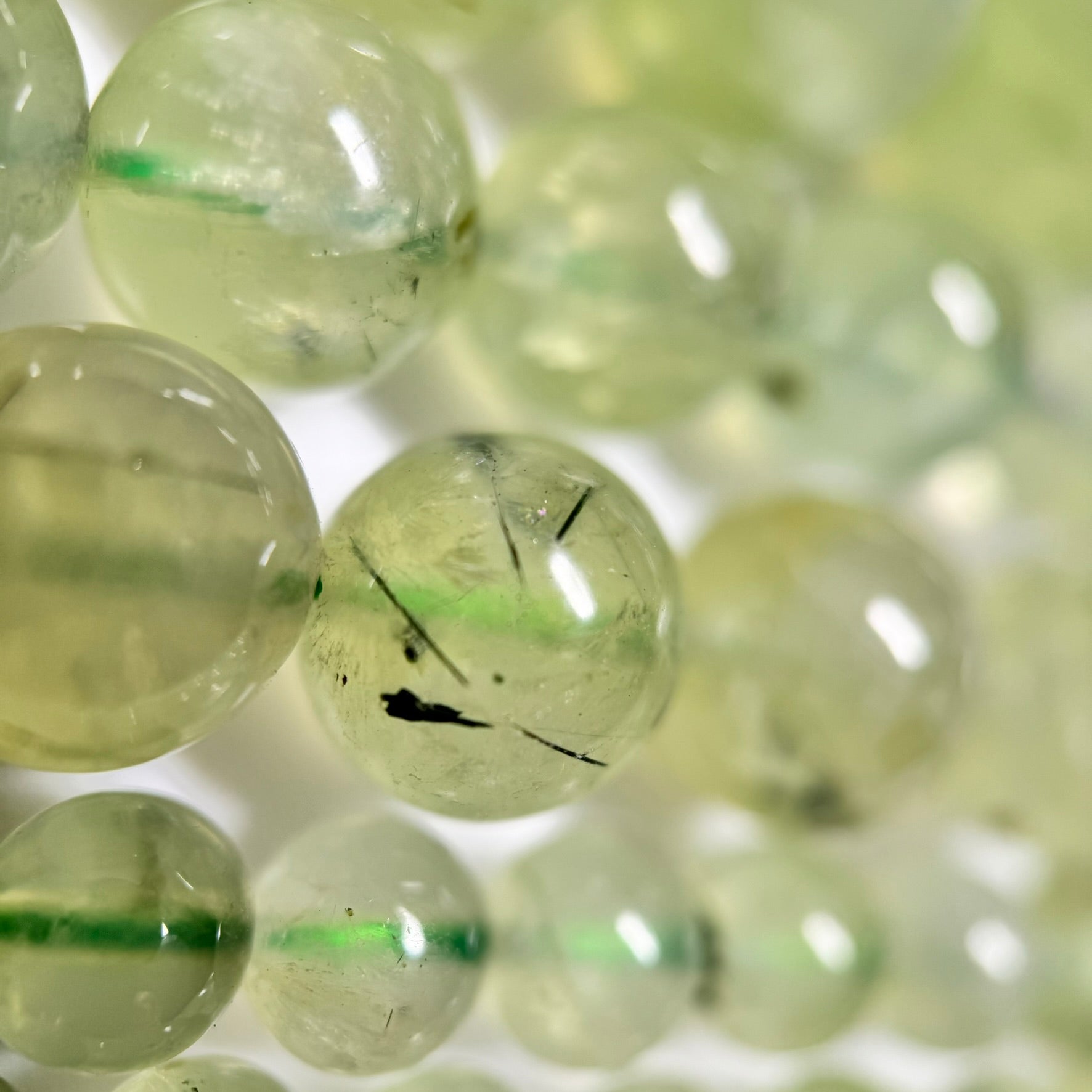 Prehnite with Epidote Polished Round Beads image 5