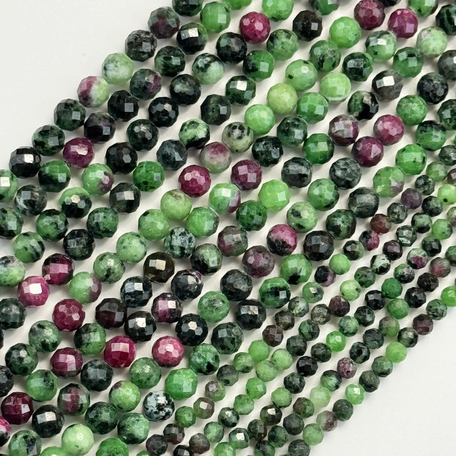 Ruby Zoisite Faceted Round Beads image 0